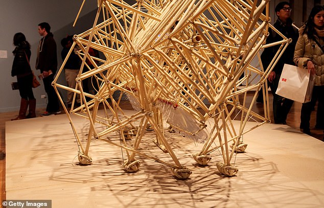 Theo Jansen's inspiring Strandbeest sculptures (pictured) can move independently, sometimes propelled by the wind