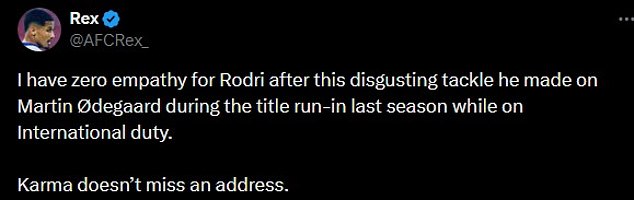 1727118127 337 Arsenal fans argue reports of Rodri being out for the