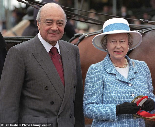 Mohamed Al Fayed pictured with the Queen in 1997