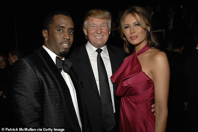 Sean 'Diddy' Combs, Donald and Melania Trump pictured together at a fundraising event in 2008