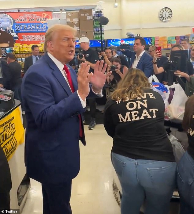 Trump promised the mother that as president he would lower grocery prices, but that he would do something to help her at that time by personally giving her $100 toward the bill