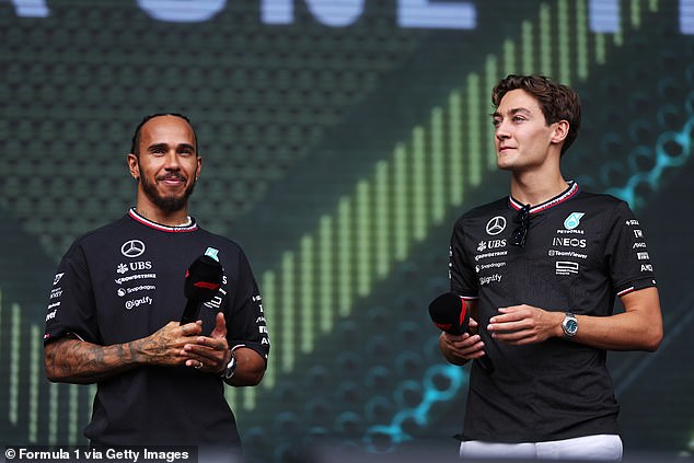 Russell will be Mercedes' lead driver next season as Lewis Hamilton (left) moves to Ferrari