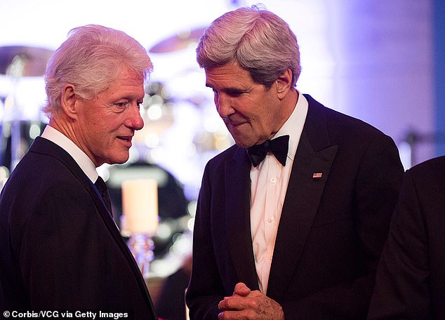 He served on Bill Clinton's Domestic Policy Council from 2000-2001, before becoming a senior adviser to John Kerry in his 2002 Senate re-election and failed presidential campaign. The pair are pictured together at a black-tie event in 2013