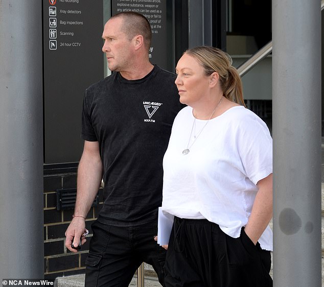 Hannah's parents, Glen and Debbie McGuire, are pictured leaving court on Tuesday