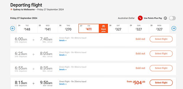 Budget airline Jetstar also offered a range of affordable fares, but flights filled up quickly on Tuesday afternoon