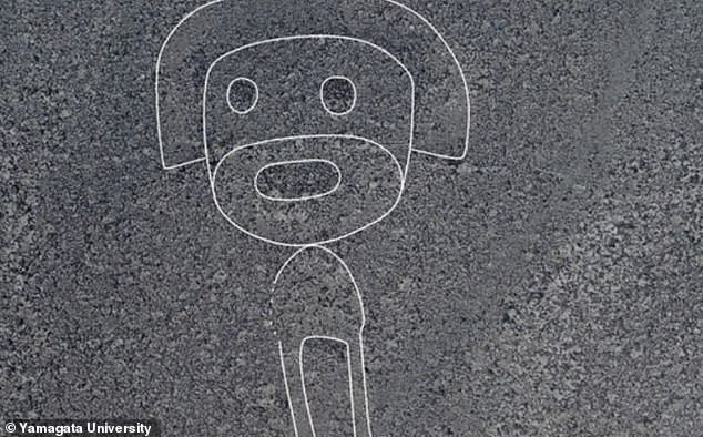 Pictured: A Homer Simpson-style human Nazca geoglyph previously found by the researchers