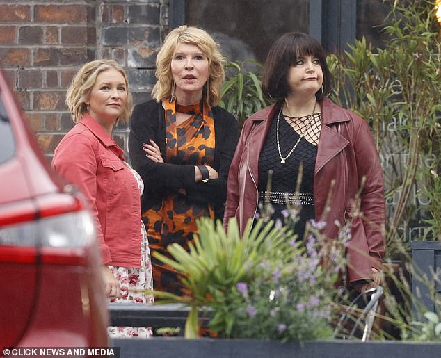 Cast members Ruth Jones, Joanna Page, Julia Davis, Alison Steadman and Melanie Walters have been spotted filming a girls' night out for her hen party.