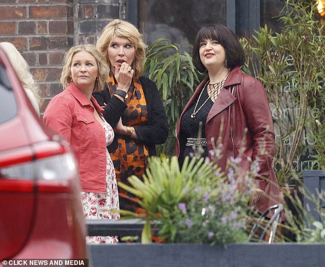 Ruth is filmed filming the scene with Joanna Page and Julia Davis - who play Stacey and Dawn