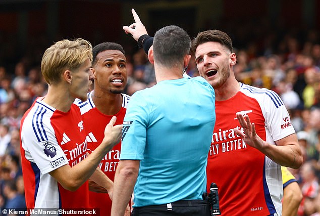 Arsenal were furious when Rice was sent off during their draw with Brighton last month