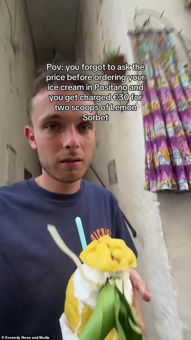 Bailey (pictured) shared a video of himself looking stunned as he held the frozen treat