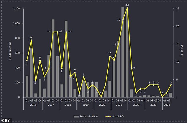 Decline: IPOs and money raised on AIM have fallen sharply in recent years