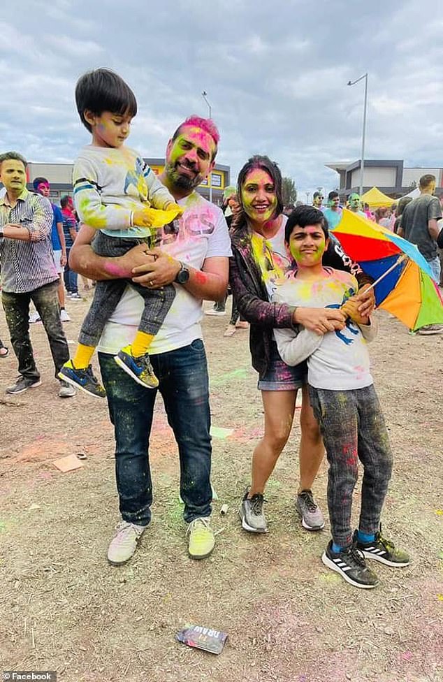 Ms Bhatia's husband, Vivek, 38 (pictured left), and the couple's 11-year-old son, Vihaan (pictured right), were killed when the BMW ploughed through the Royal Daylesford Hotel in Victoria in November last year.