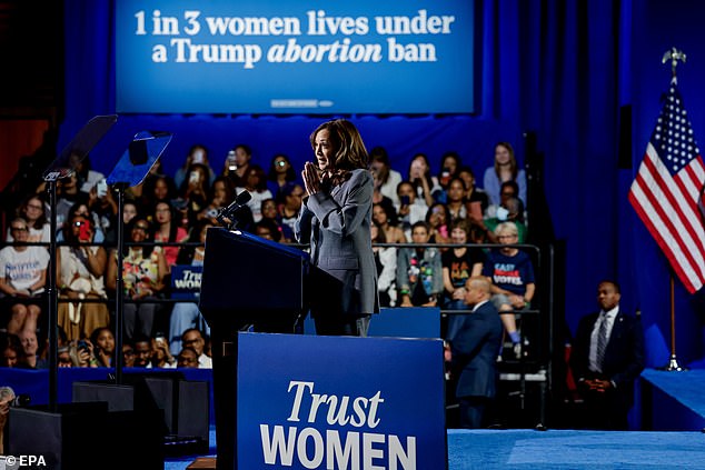 During her speech in Atlanta, Vice President Kamala Harris spoke about the deaths of two women in the state that have been linked to Georgia's abortion ban.