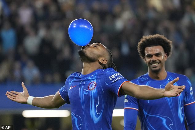 The Frenchman produced his trademark celebration after completing his three-piece appearance at Stamford Bridge