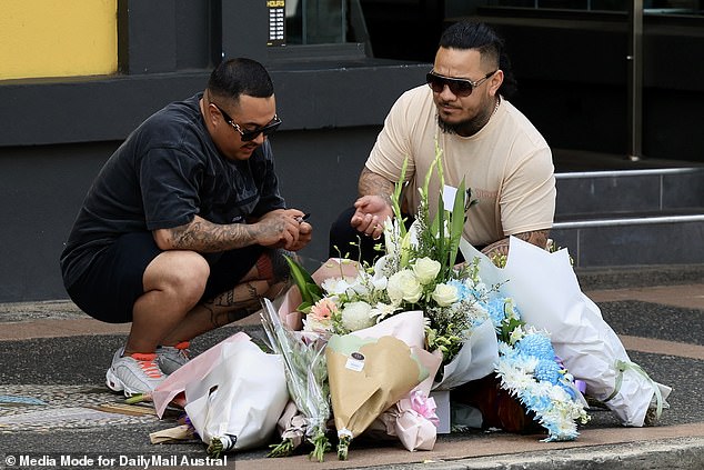 Relatives laid flowers and cards outside the restaurant where Mr Filihiahekava was murdered throughout the day. A vigil was held on Tuesday evening.