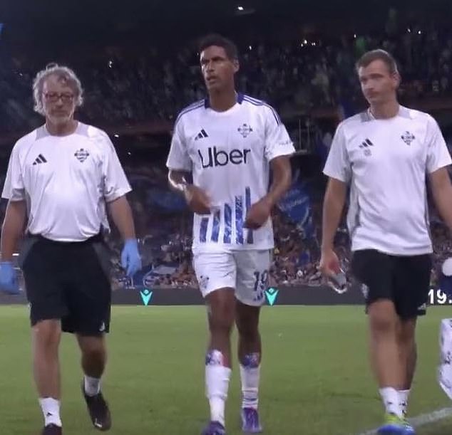 Varane endured a nightmare debut for Como after being withdrawn through injury