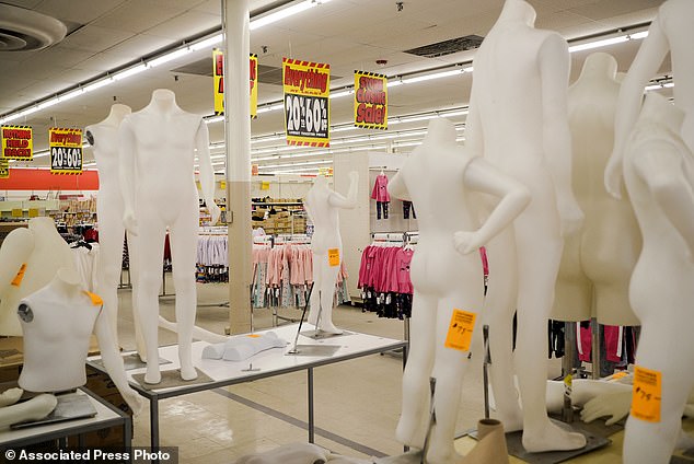 Mannequins are among the items on display and fixtures for sale at Kmart in Avenel, New Jersey in April 2022. When the New Jersey store closed its doors on April 16, 2022, the former retail giant was left with just three U.S. locations