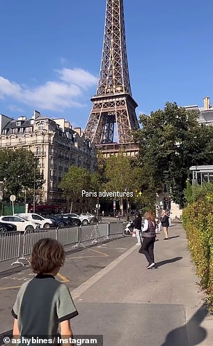 A week ago, the mother of two posted a series of happy snaps on Instagram as she enjoyed the sights of Paris with her son. 