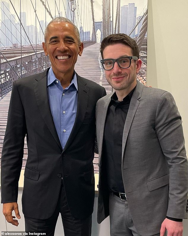 Alex also regularly posts photos of himself with Democratic politicians, including Nancy Pelosi, Barack Obama and Senator Chuck Schumer — whom he called a 