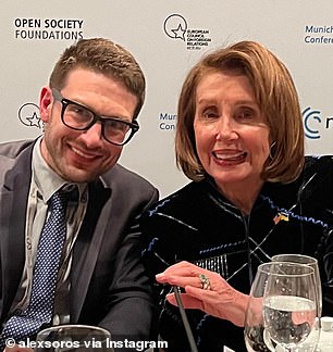 Alex Soros pictured with Nancy Pelosi