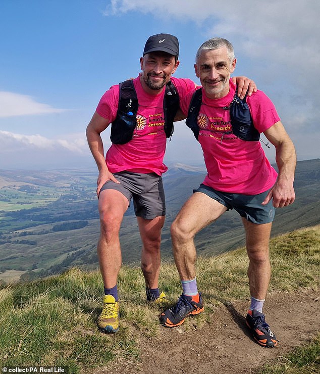 James (left) and his friends ran the Edale Skyline in the Peak District to raise money for brain tumour research