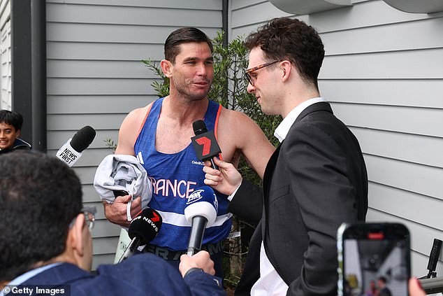 Max Holmes impersonated football journalist Mitch Cleary, while Tom Hawkins dressed as the French pole vaulter who went viral