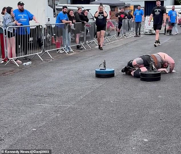 The terrifying footage shows Mr Jones racing past just seconds before the finish line