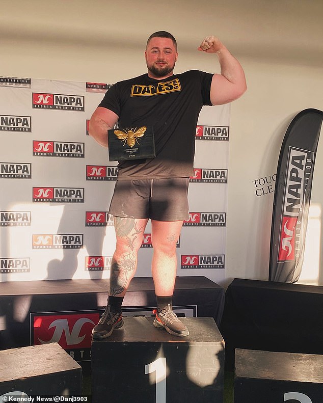 Mr Jones came first in the strongman category for the first time at the competition in Manchester in July