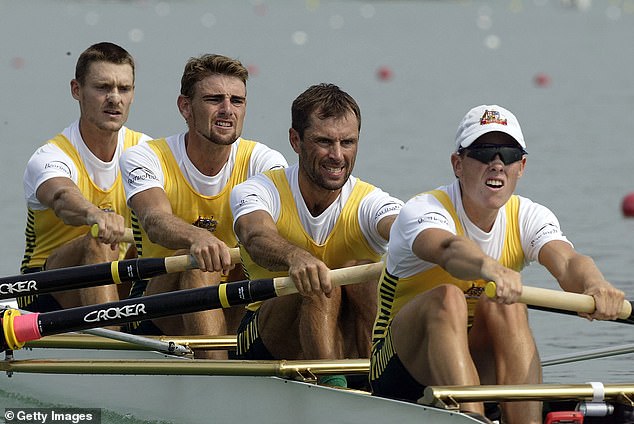 Burgess (second from right) won silver for Australia at the Athens Olympics 20 years ago