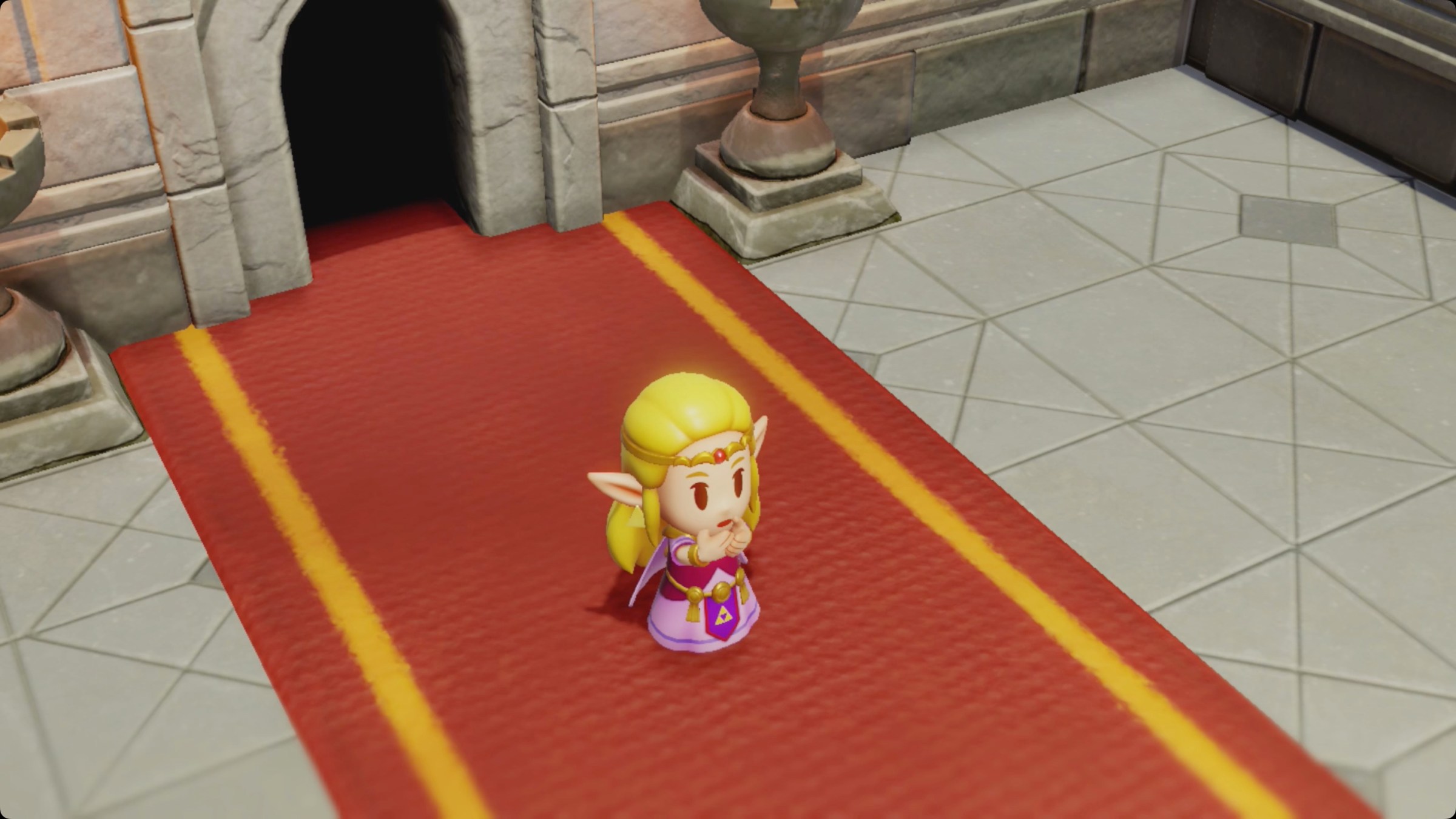 Zelda: Echoes of Wisdom Zelda looks worried in the castle