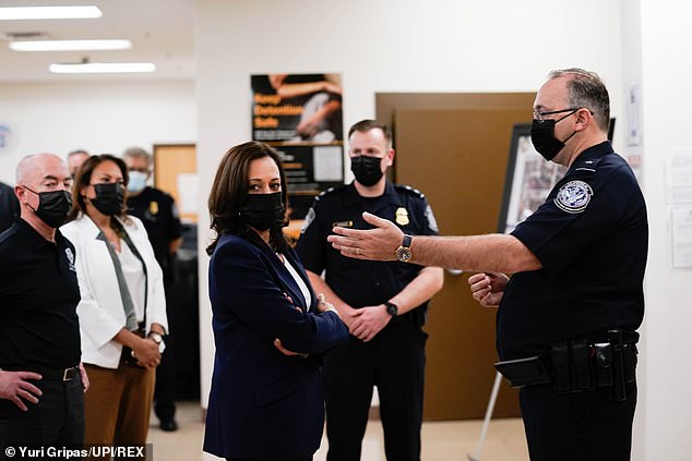 Vice President visits Mexico's entry screening area for asylum seekers, secondary migrant processing area and outdoor vehicle inspection area used to screen vehicles crossing the border for goods or illegal activity during her 2021 trip