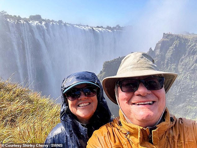 Roland Cherry and his wife Shirley on holiday at Victoria Falls prior to the hippo attack