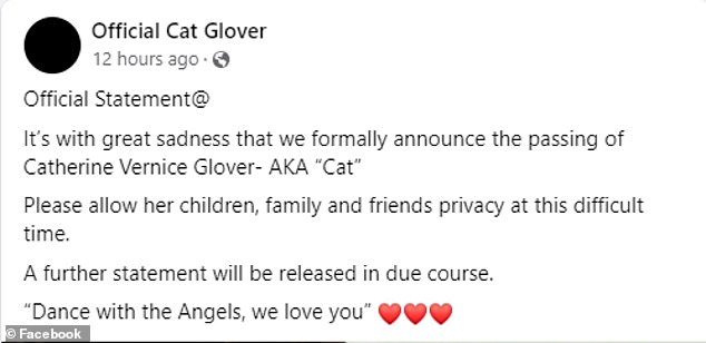 The announcement, which was shared on her official Facebook page on Tuesday, according to TMZ