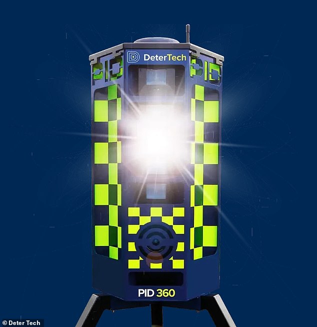 Deter Tech says: 'With its striking design, audio alerts and LED lighting, the PID360 is a powerful deterrent to intruders on your property'