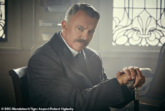 The robot produces a booming Northern Irish voice, similar to that of Sam Neill's character in 'Peaky Blinders', Inspector Campbell (pictured)