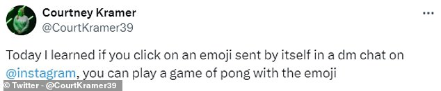 “Today I learned that if you click on an emoji that was sent by itself in a DM chat, you can play a game of pong with the emoji,” one user said