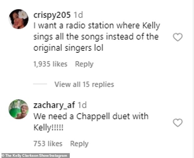 Instagram user @crispy205 wrote: 'I want a radio station where Kelly sings all the songs instead of the original singers lol!'