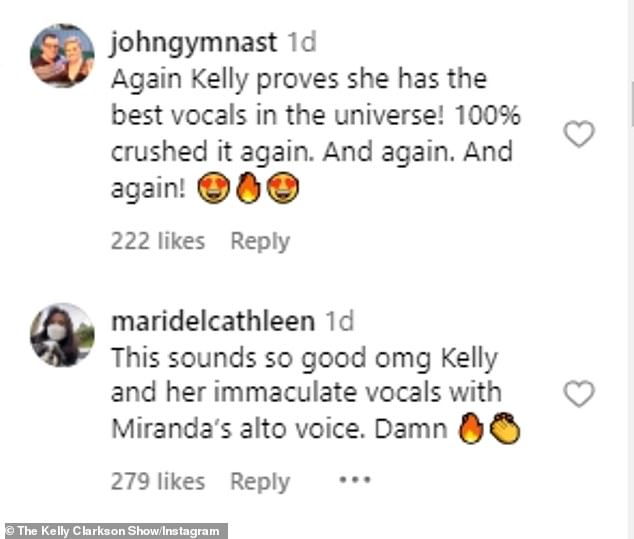 Instagram user @johngymnast commented: 'Kelly proves once again that she has the best vocals in the universe! 100% done. Again. Again. Again!'