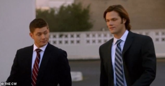 The scene shows the characters Dean and Sam Winchester having an animated conversation and asking, 