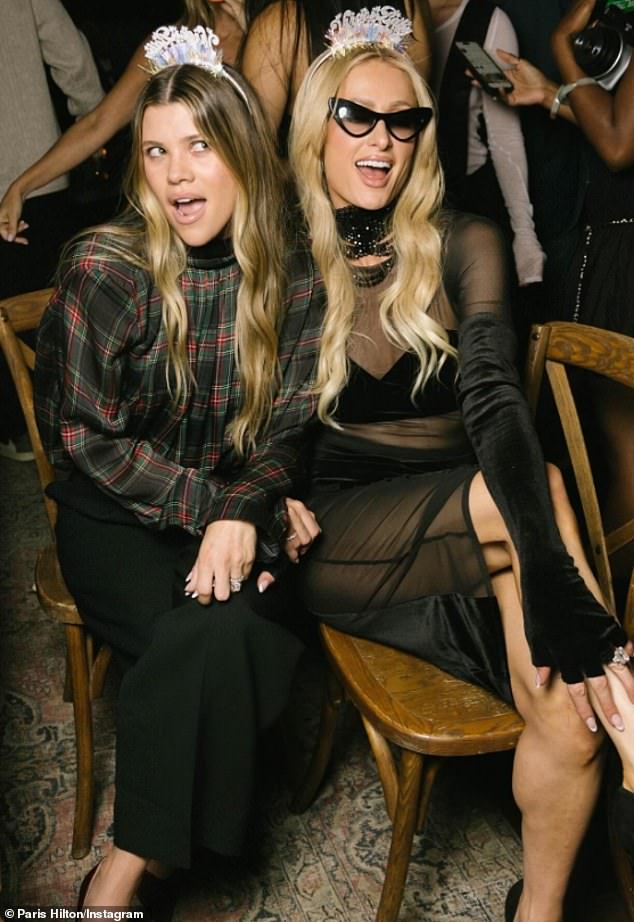 In another photo, Paris had an excited grin on her face as she sat next to Sofia - who married Elliot Grainge in a romantic ceremony in France last April