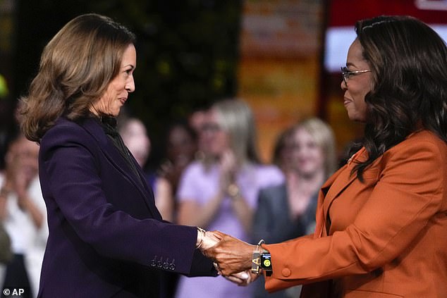 Democratic presidential candidate Vice President Kamala Harris joins Oprah Winfrey on Oprah's Unite for America Live