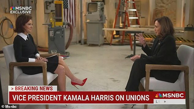 Kamala Harris participates in an interview with MSNBC