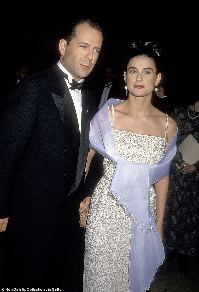 Demi and Bruce were married from 1987 to 2000. Seen here at the 1990 Golden Globes