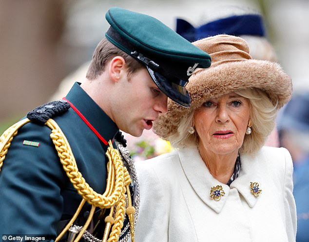 Major Oliver Plunket accompanied Camilla when she visited the 95th Field of Remembrance at Westminster Abbey in November last year