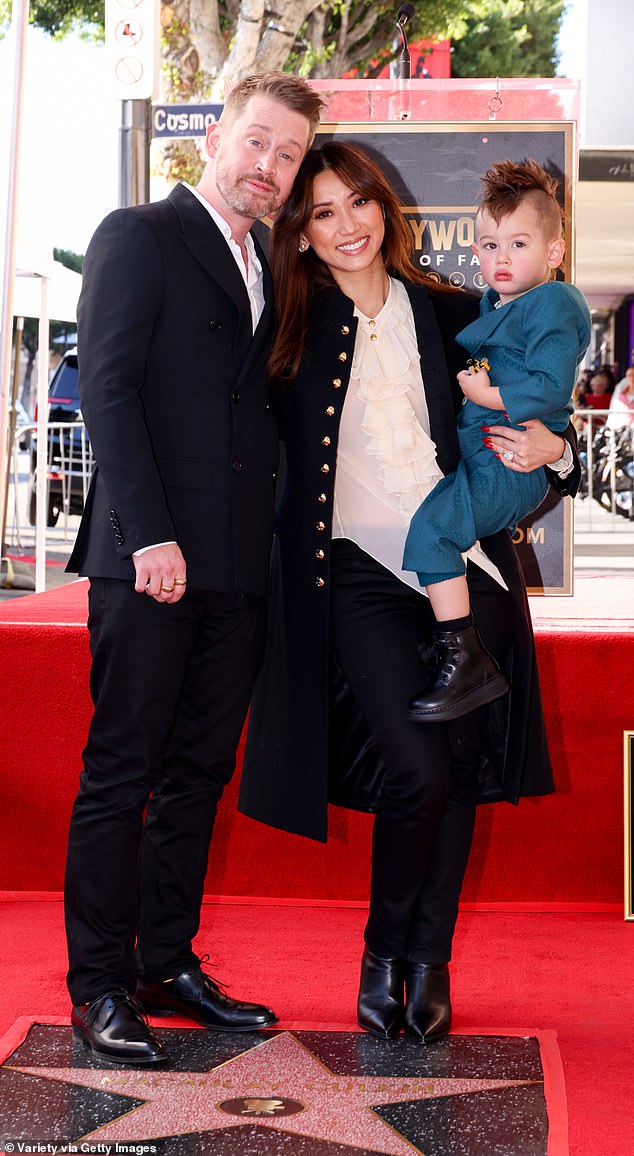 In addition to one-year-old Carson, the stars are parents to two-year-old son Dakota; pictured in December 2023