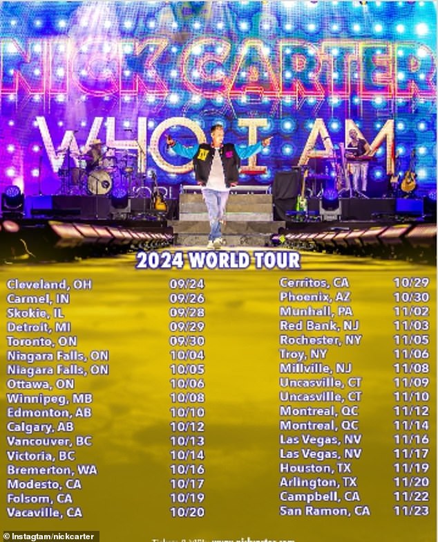 The final leg of Carter's Who Am I Tour takes place from September 24 in Cleveland to November 23 in San Ramon, California