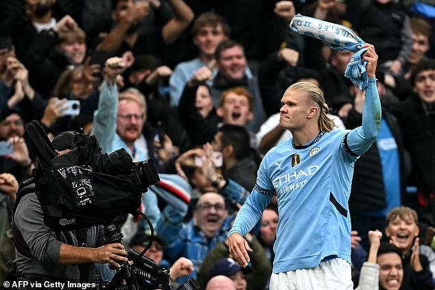 The Norwegian's strike was his 100th Premier League goal in just his 105th appearance for City