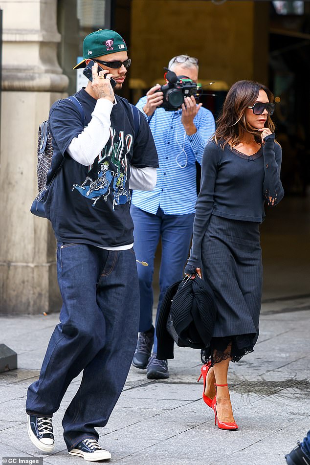 Romeo touched down in Paris with Victoria just days after travelling to Miami with his father David, 49, to watch Inter Miami play New York City