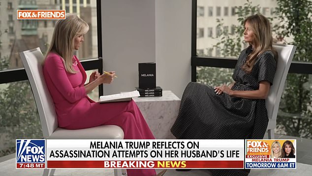 Melania Trump sat down with Fox News' Ainsley Earhardt in New York for a taped interview, excerpts of which aired Thursday morning on Fox and Friends