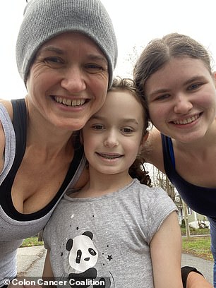 Laurie Koshers, pictured above with two of her children, was diagnosed with stage 3 colon cancer at age 44